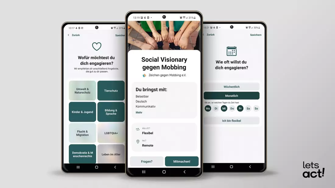Volunteering-App letsact: Freiwillige finden innerhalb von 8 Minuten ein Ehrenamt - Bild: presseportal.de