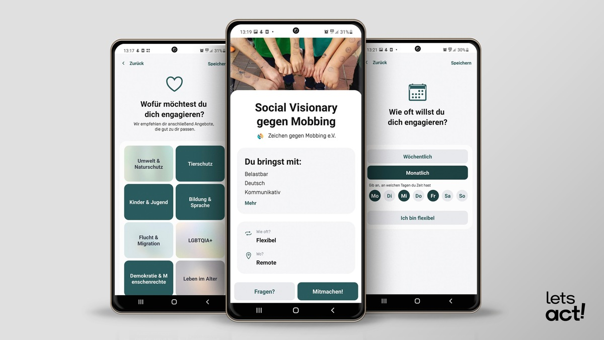 Volunteering-App letsact: Freiwillige finden innerhalb von 8 Minuten ein Ehrenamt - Foto: presseportal.de