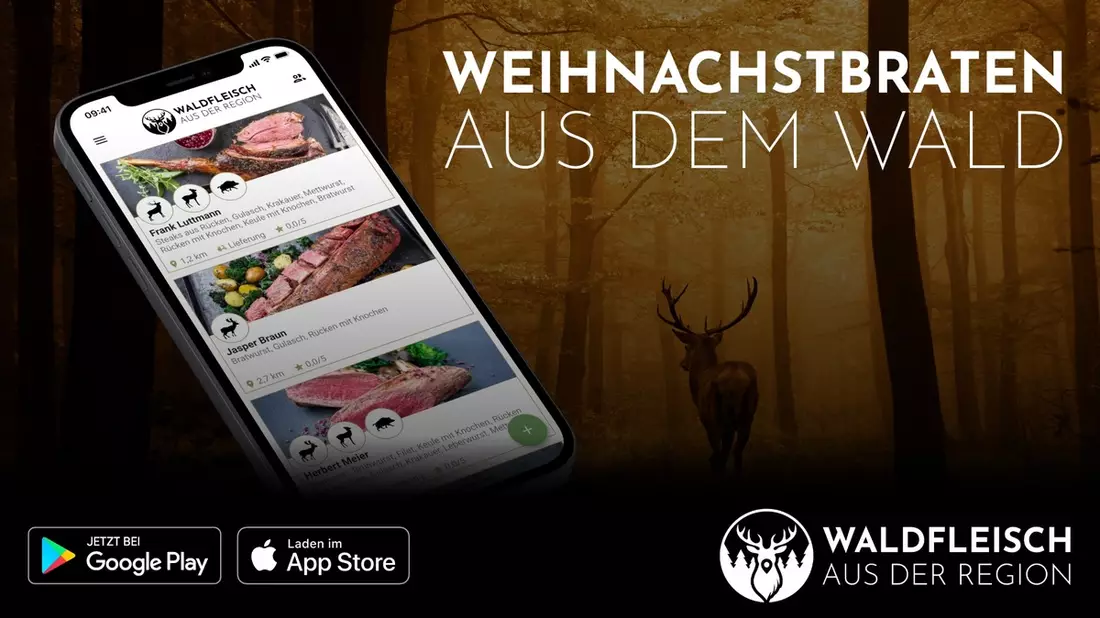 Warum Weihnachten immer öfter Wildfleisch auf deutschen Tellern landet / Deutscher Engagementpreis Sieger brachte hunderttausende Feinschmecker mit Jägern in der Waldfleisch App zusammen - Bild: presseportal.de