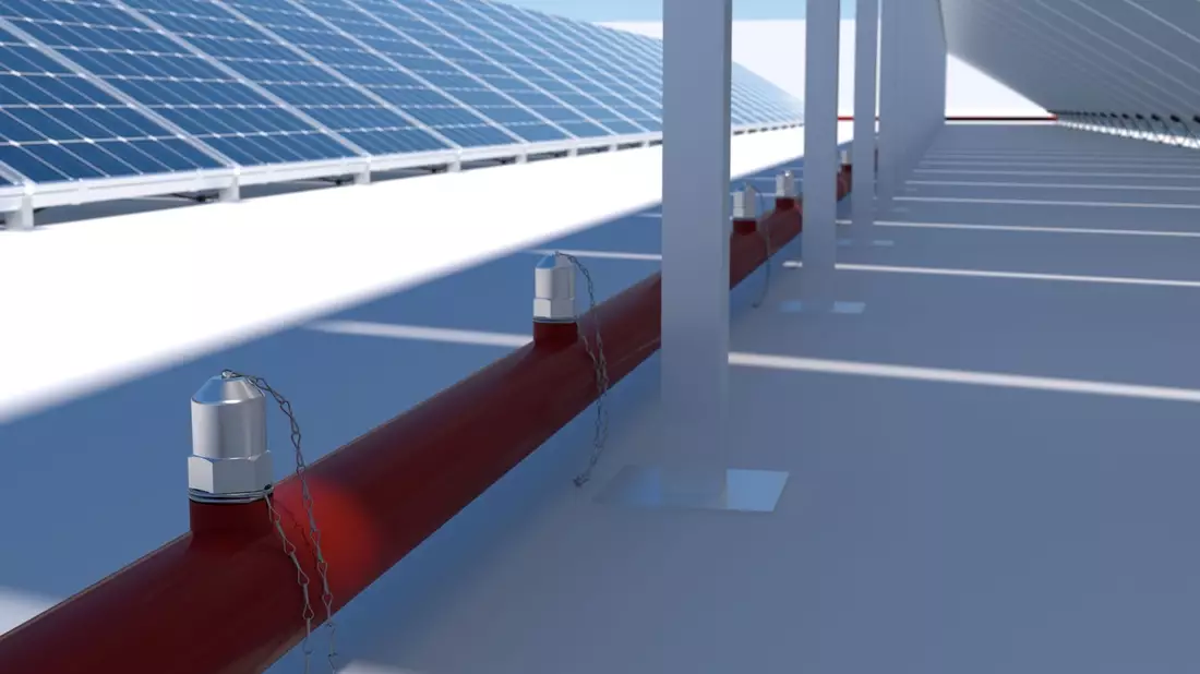 Minimax präsentiert PVProtect / Das erste VdS-anerkannte Löschsystem für Dachflächen mit Photovoltaikanlagen / Premiere des brandneuen Wasserlöschsystems auf den VdS-BrandSchutzTagen - Bild: presseportal.de