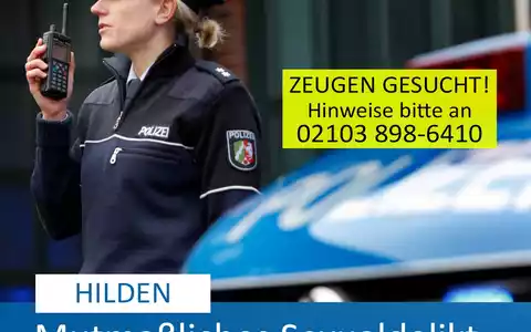 POL-ME: Mutmaßliches Vergewaltigungsdelikt: Polizei ermittelt und bittet um Zeugenhinweise - Hilden - 2311027 - Foto: presseportal.de