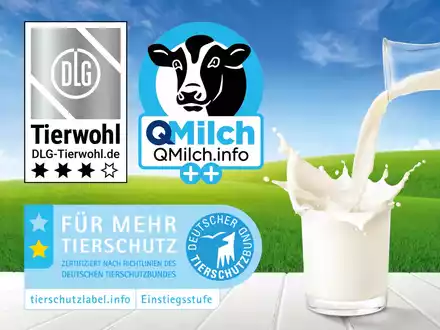 NORMA-Milch erfüllt überdurchschnittlich hohe Standards für mehr Tierwohl und bessere Haltungsbedingungen/DLG-Tierwohl-Siegel, QMilch ++-Standard und Tierschutzlabel unterstreichen die gute Qualität - Foto: presseportal.de