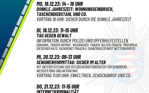 POL-WE: Polizeitreff im Kreativhaus Friedberg - 5 Tage Prävention und Opferschutz - Foto: presseportal.de