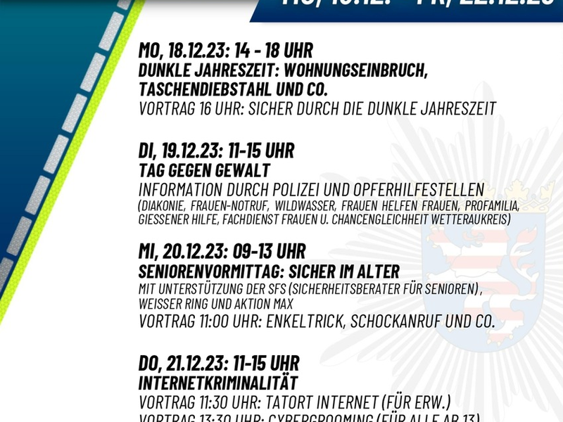 POL-WE: Polizeitreff im Kreativhaus Friedberg - 5 Tage Prävention und Opferschutz - Foto: presseportal.de