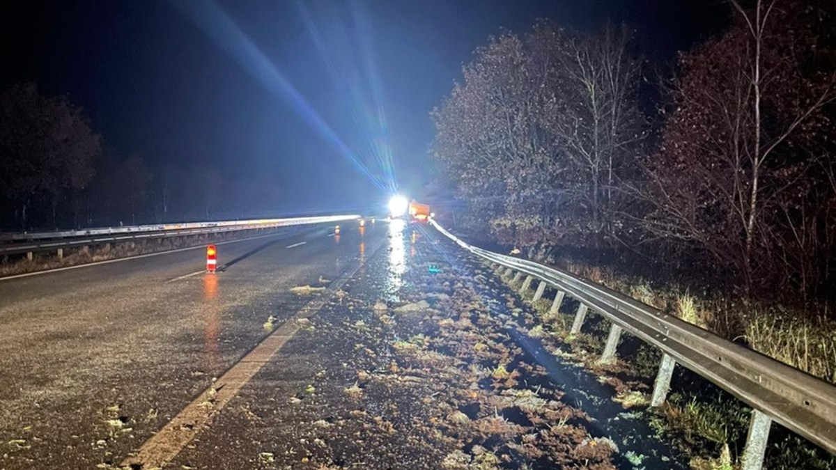 POL-CUX: Verkehrsunfall eines Schwertransports mit länger andauernden Bergungsmaßnahmen auf der BAB27 (Lichtbild in der Anlage) - Foto: presseportal.de