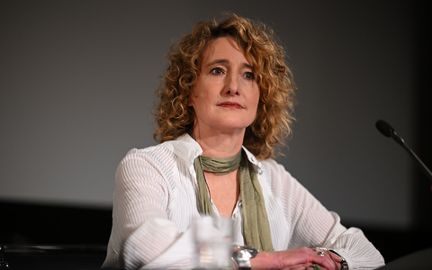 Tricia Tuttle während ihrer Vorstellung als neue Leiterin der Berlinale im Gropius Bau in Berlin. - Foto: Sebastian Christoph Gollnow/dpa