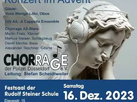 POL-D: Veranstaltungshinweis - Chorrage der Polizei Düsseldorf präsentiert Konzert im Advent - Plakat hängt an - Foto: presseportal.de