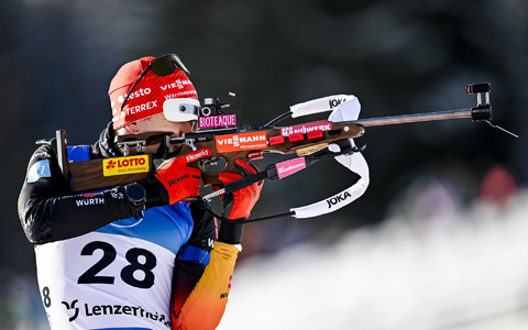 Hatte große Probleme am Schießstand: Benedikt Doll. - Foto: Gian Ehrenzeller/KEYSTONE/dpa