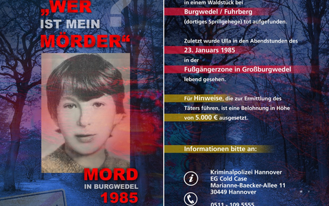 POL-H: Ungelöster Mordfall Ulla Lilienthal : Polizei erhofft sich neue Hinweise durch Plakate und Flyer sowie die Auslobung einer Belohnung - Foto: presseportal.de