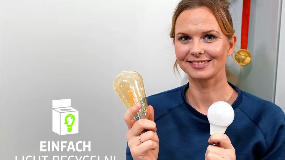 Einfach Licht recyceln! - Doppel-Olympiasiegerin Britta Steffen engagiert sich für Lampenrückgabe - Bild: presseportal.de