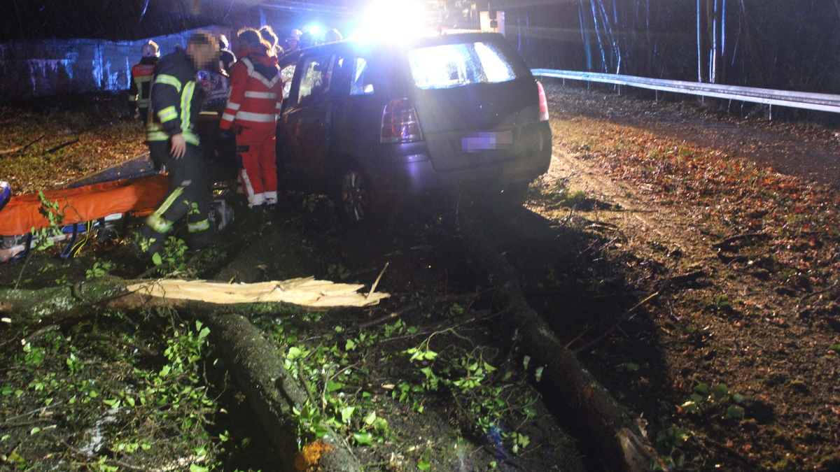 POL-RBK: Overath - Drei Pkw mit umgestürztem Baum kollidiert - Zwei Personen verletzt - Foto: presseportal.de