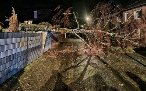 FW Grevenbroich: Bäume auf Autos, Spielplatz, Straßen überflutete Keller / Sturm Zoltan beschert Feuerwehr eine der einsatzreichsten Nächte des Jahres - gut 100 Helfer im Dauereinsatz - Warnung vor Waldspaziergängen - Foto: presseportal.de