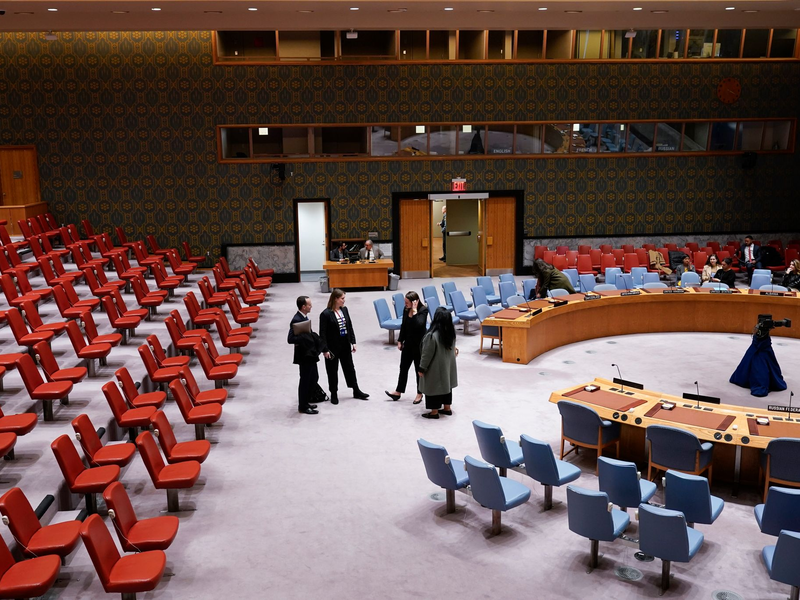 Die us-amerikanische UN-Botschafterin Linda Thomas-Greenfield (M) stimmt im Weltsicherheitsrat gegen einen Resolutionsentwurf für einen Waffenstillstand im Gazastreifen. - Foto: Seth Wenig/AP/dpa