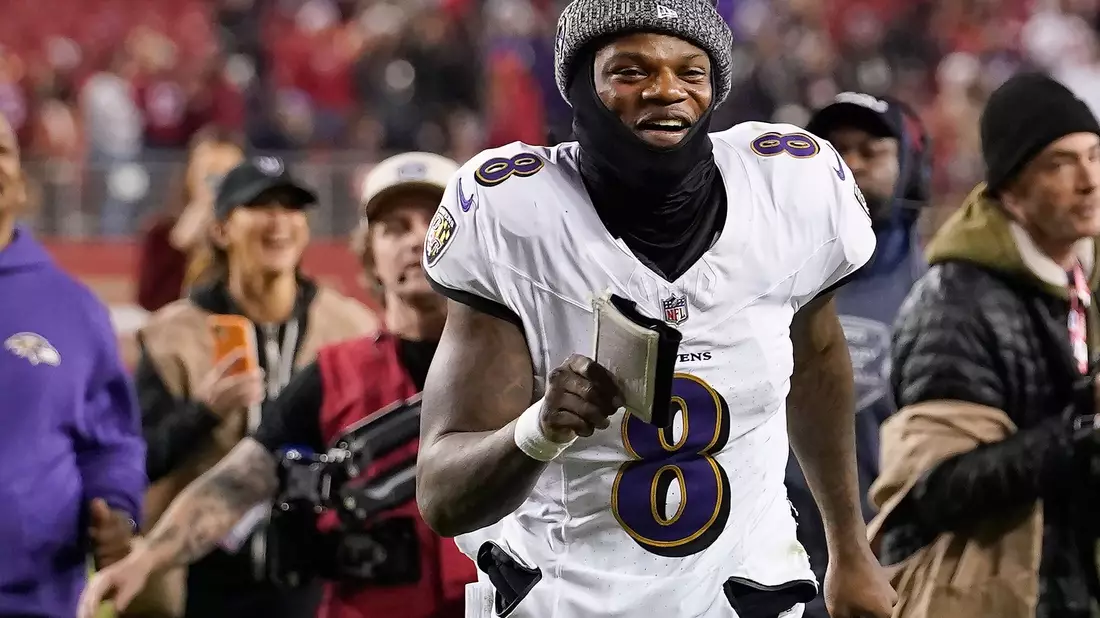 Ravens-Quarterback Lamar Jackson freut sich über den Sieg gegen die 49ers. - Bild: Godofredo A. Vásquez/AP