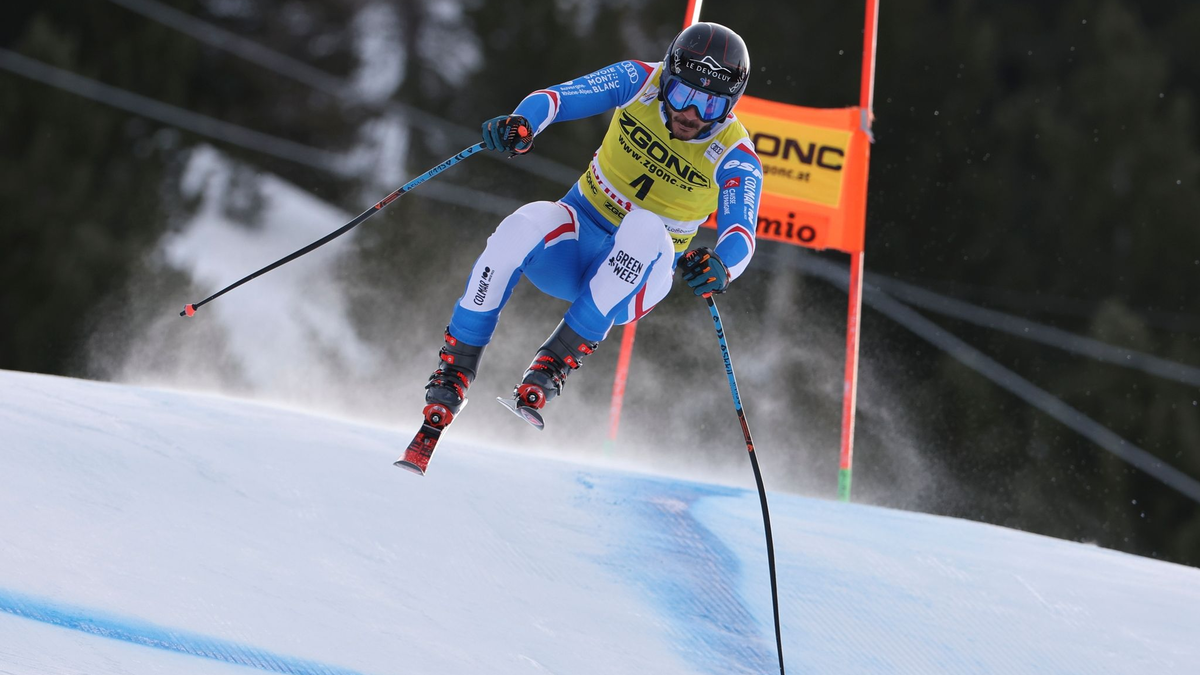 Cyprien Sarrazin bei der Abfahrt in Bormio. - Foto: Marco Trovati/AP/dpa