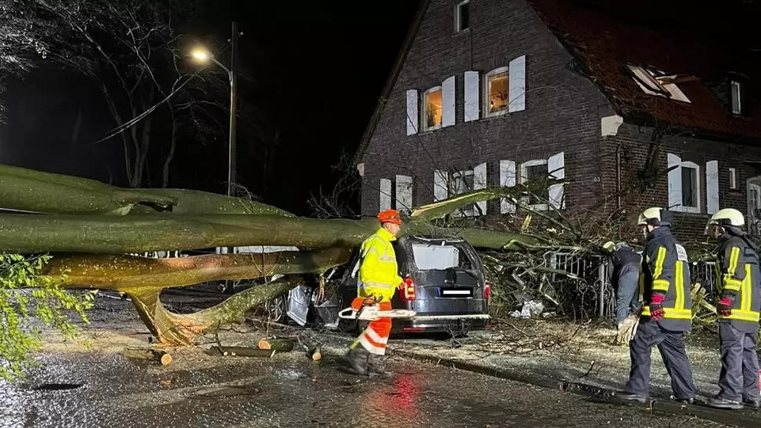 FW-BO: Baum stürzte auf Haus und Auto in Dahlhausen - Bild: presseportal.de