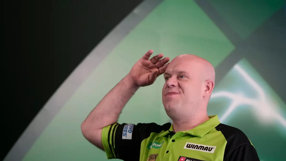Der Niederländer Michael van Gerwen beim zum Viertelfinalspiel im Ally Pally in London. - Bild: Kin Cheung/AP