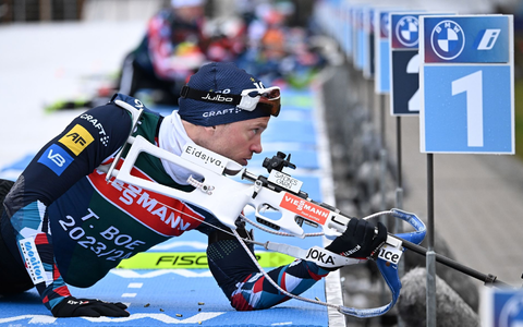 Der Norweger Tarjei Bö beim Training in Oberhof. - Foto: Martin Schutt/dpa