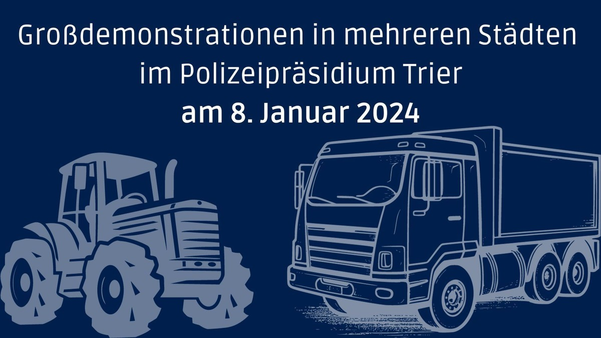 POL-PPTR: Update - Großdemonstrationen im Dienstbezirk des Polizeipräsidiums Trier am 8.1.24 - Foto: presseportal.de