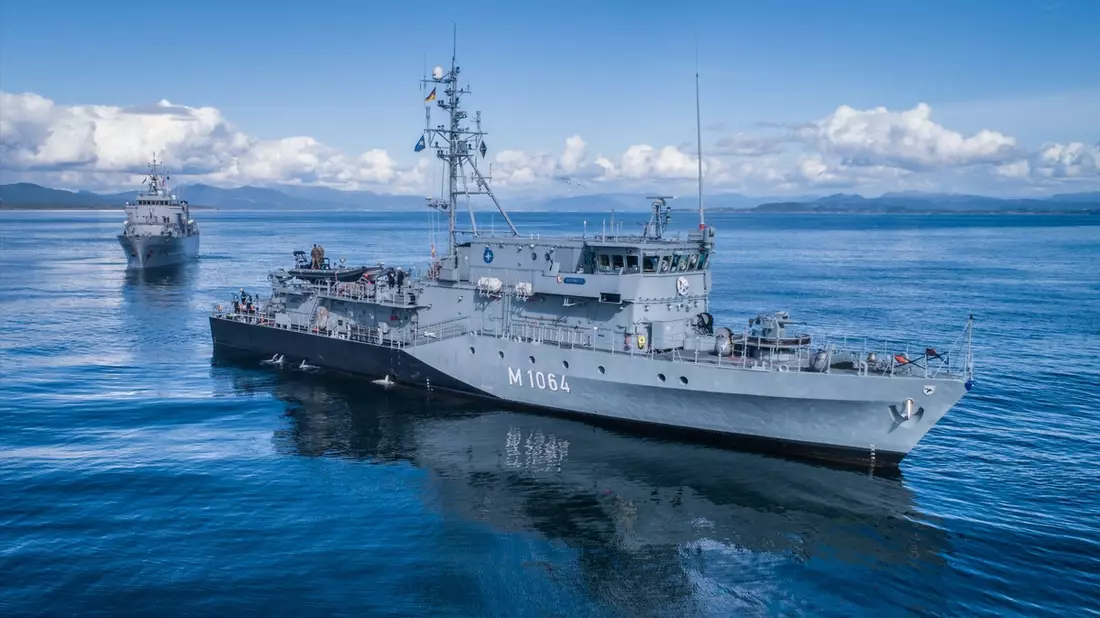 Minenjagdboot Grömitz als Flaggschiff auf dem Weg in die Ägäis - Bild: presseportal.de