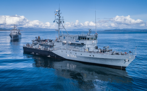 Minenjagdboot Grömitz als Flaggschiff auf dem Weg in die Ägäis - Foto: presseportal.de