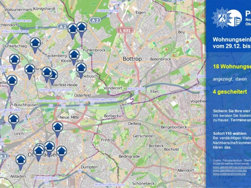 POL-OB: Wohnungseinbruchsradar für Oberhausen - Dunkle Gestalten sind unterwegs - Foto: presseportal.de