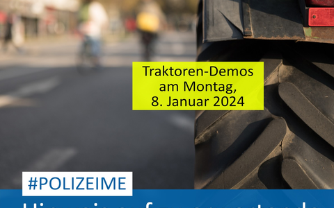 POL-ME: Angekündigte Versammlungen der Landwirte: Traktorkonvois auch im Kreis Mettmann - Verkehrshinweis - Kreis Mettmann - 2401025 - Foto: presseportal.de