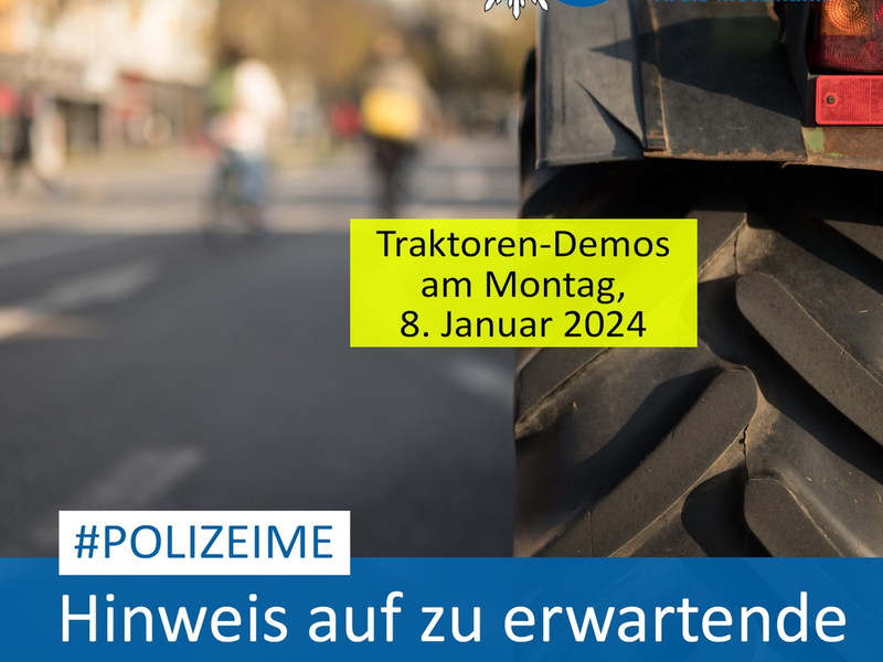 POL-ME: Angekündigte Versammlungen der Landwirte: Traktorkonvois auch im Kreis Mettmann - Verkehrshinweis - Kreis Mettmann - 2401025 - Foto: presseportal.de