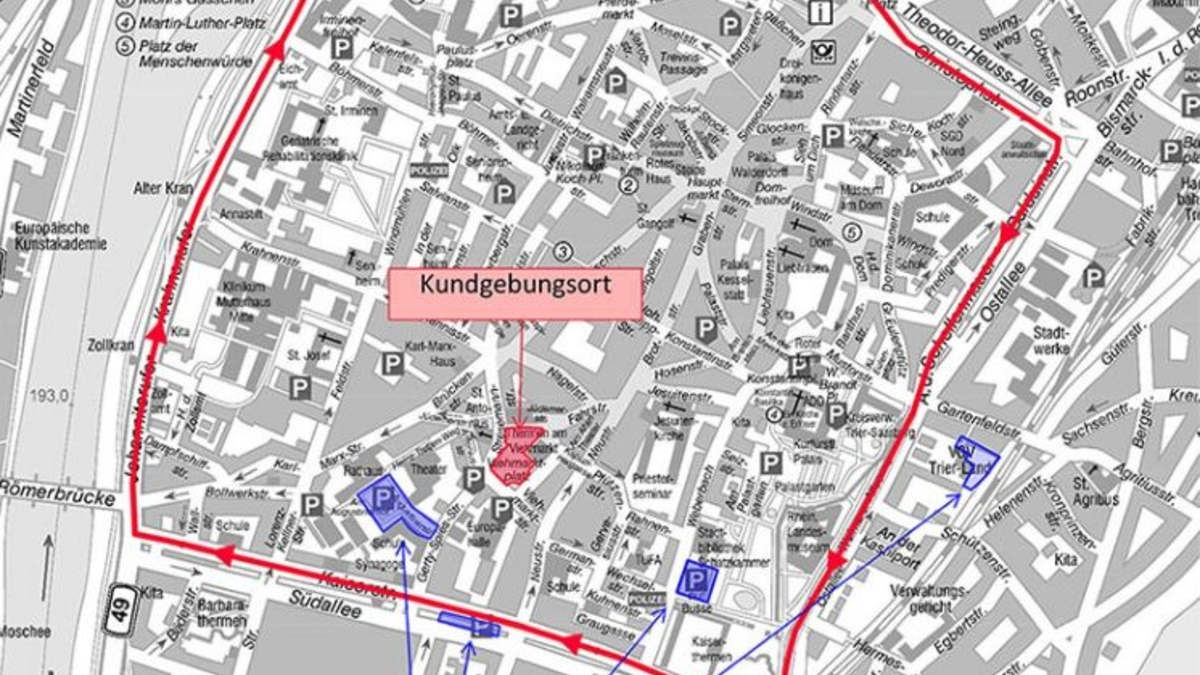 POL-PPTR: Groß-Demonstration im Stadtgebiet Trier am 08.01.2024: Polizei Trier informiert über geplante Verkehrsmaßnahmen - Foto: presseportal.de