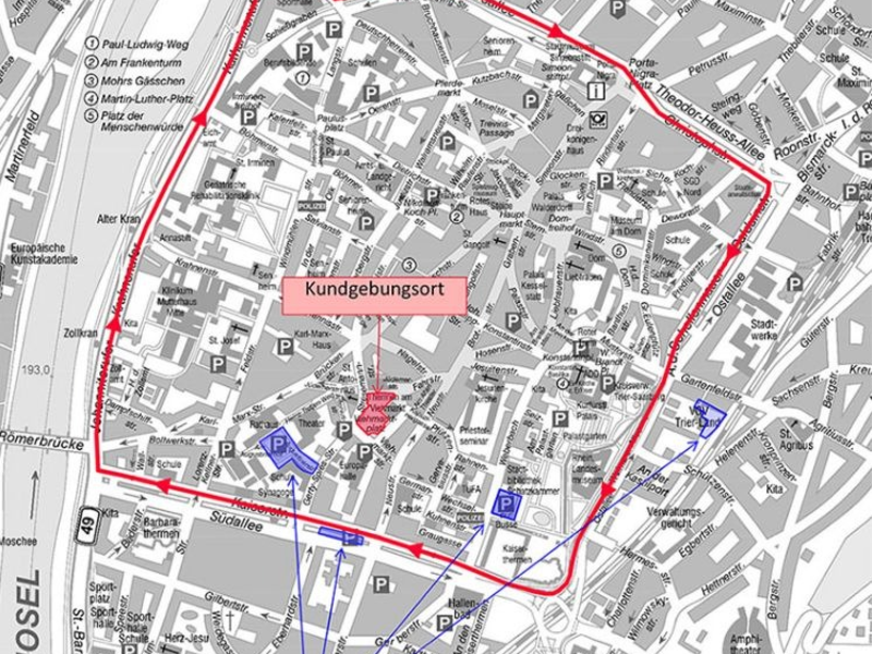 POL-PPTR: Groß-Demonstration im Stadtgebiet Trier am 08.01.2024: Polizei Trier informiert über geplante Verkehrsmaßnahmen - Foto: presseportal.de