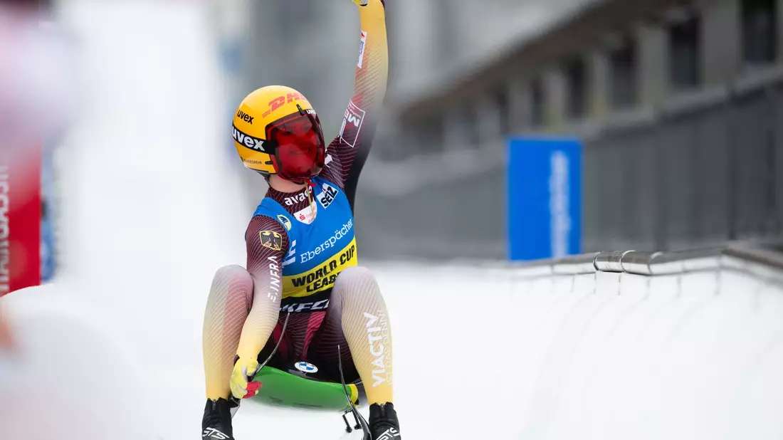Rodlerin Julia Taubitz belegte in Winterberg den zweiten Platz. - Bild: Marius Becker/dpa