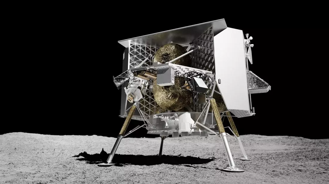 Eine Darstellung der Raumsonde Peregrine auf der Mondoberfläche. - Bild: --/Astrobotic Technology/dpa