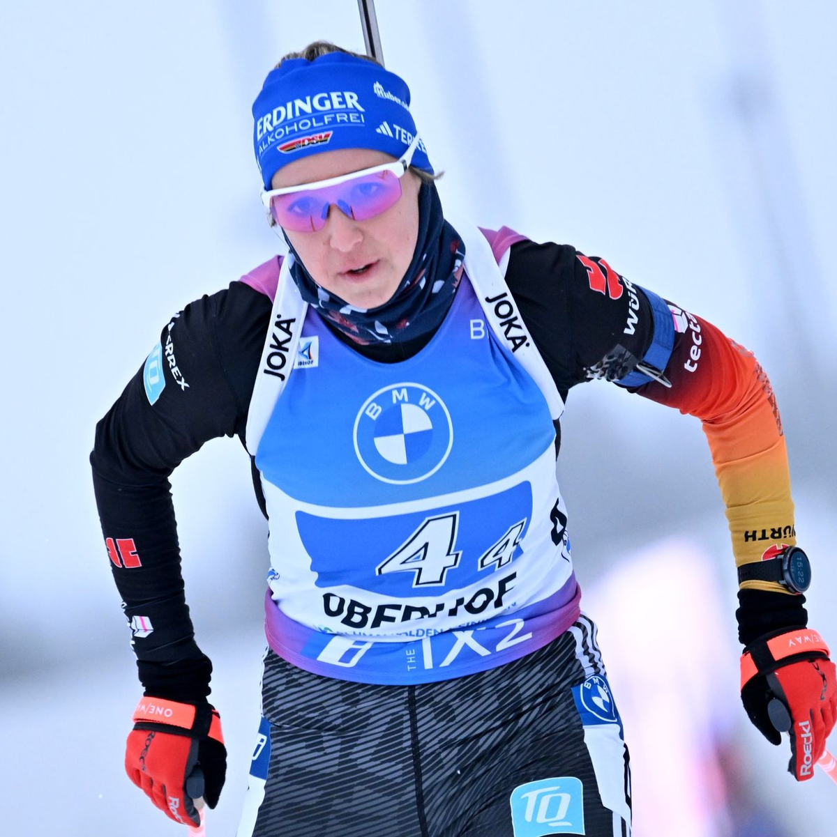 Die Staffel um Franziska Preuss beendete das Rennen in Oberhof auf Rang fünf. - Foto: Martin Schutt/dpa