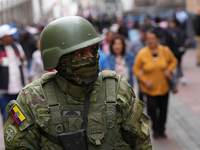 Sicherheitsmaßnahmen in Quito: Soldaten patrouillieren vor dem Regierungspalast. - Foto: Dolores Ochoa/AP/dpa
