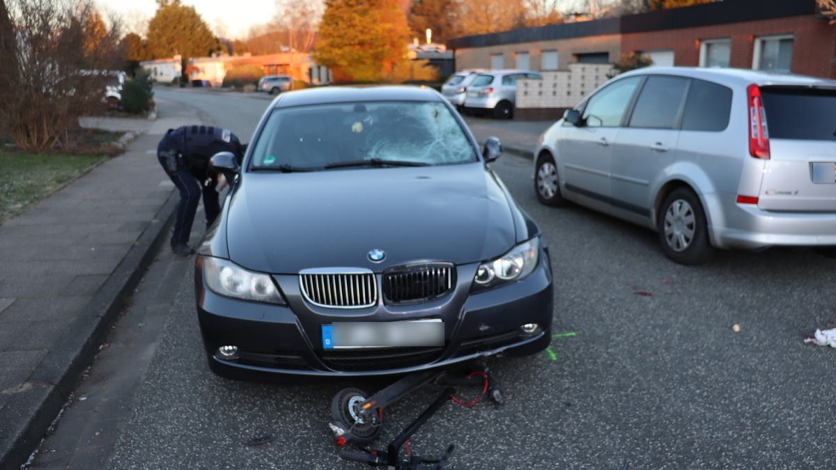 POL-HF: Scooter-Fahrer bei Unfall verletzt- Zusammenstoß im Gegenverkehr - Foto: presseportal.de
