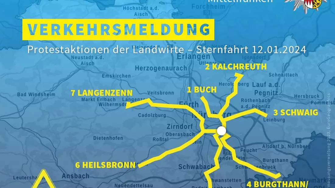 POL-MFR: (41) Versammlungsgeschehen am Freitag (12.01.2024) - Hinweise des Polizeipräsidiums Mittelfranken - Bild: presseportal.de