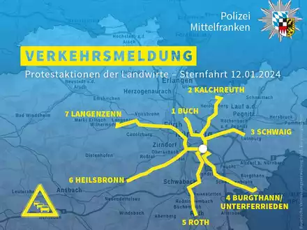 POL-MFR: (41) Versammlungsgeschehen am Freitag (12.01.2024) - Hinweise des Polizeipräsidiums Mittelfranken - Foto: presseportal.de