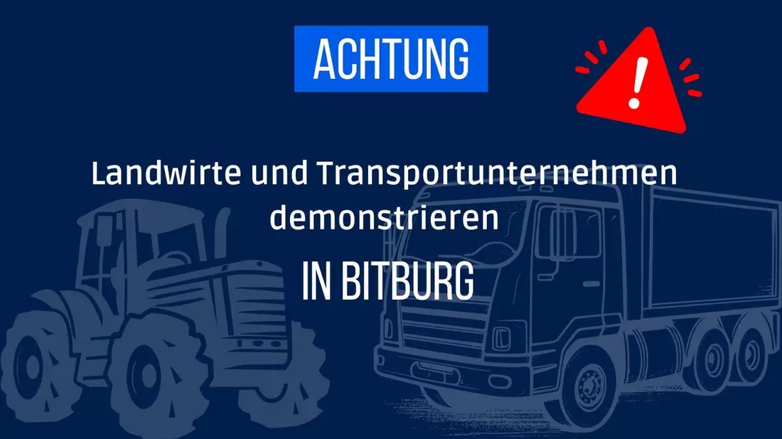 POL-PPTR: Demonstration und Protestfahrt der Landwirte und Logistikunternehmen in der Stadt Bitburg - Bild: presseportal.de