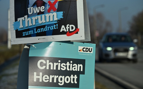 Gehen bei der Landratswahl im Saale-Orla-Kreis am 28. Januar in eine Stichwahl: AfD-Kandidat Uwe Thrum und CDU-Politiker Christian Herrgott. - Foto: Martin Schutt/dpa