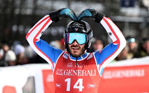 Cyprien Sarrazin hat die Abfahrt in Kitzbühel gewonnen. - Foto: Barbara Gindl/APA/dpa