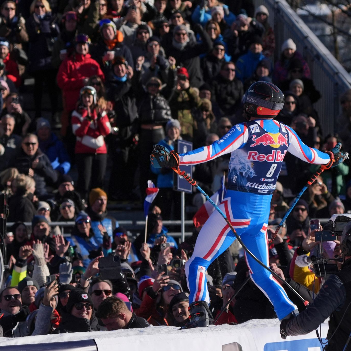 Cyprien Sarrazin hat auch die zweite Abfahrt in Kitzbühel gewonnen. - Foto: Giovanni Auletta/AP/dpa