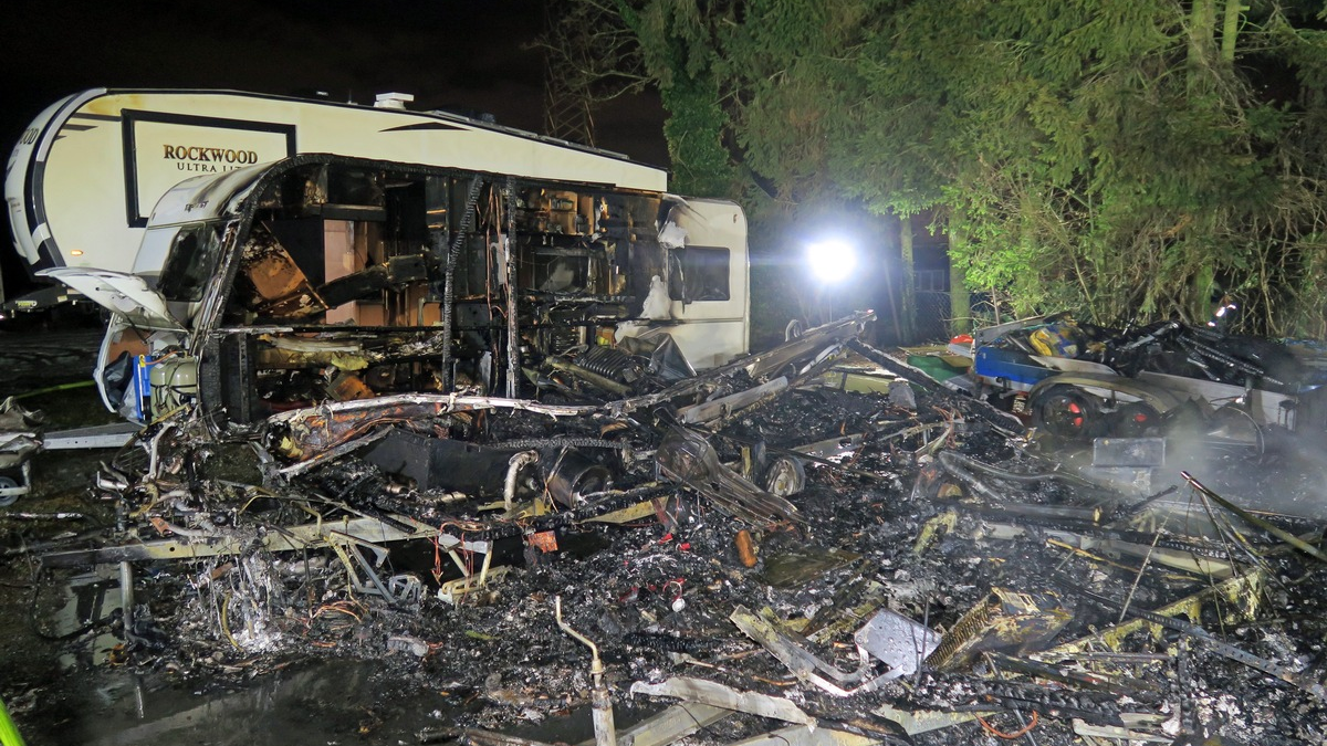 POL-ME: Mehrere Wohnwagen und Container durch Brand zerstört - die Polizei ermittelt - Hilden - 2401081 - Foto: presseportal.de