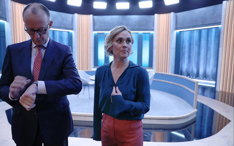 Friedrich Merz und Caren Miosga am 21.01.2024 - Foto: über dts Nachrichtenagentur