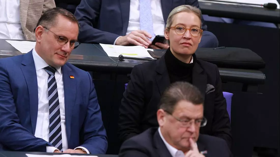 Tino Chrupalla, Alice Weidel, Stephan Brandner am 18.01.2024 - Bild: über dts Nachrichtenagentur