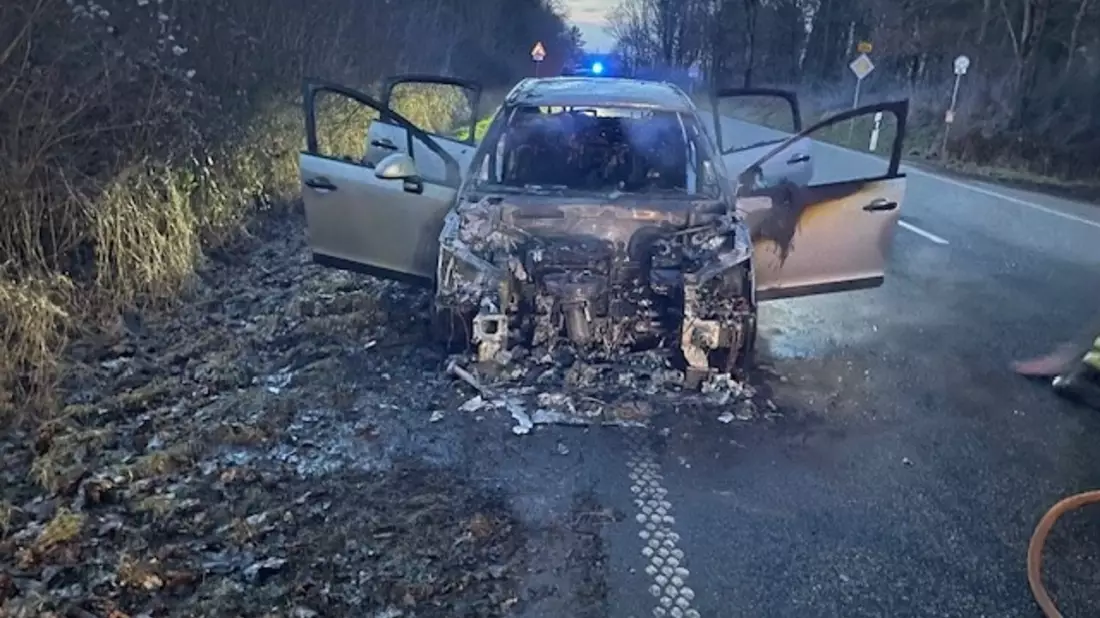 POL-PDTR: PKW brennt auf der B268 - Bild: presseportal.de