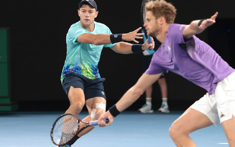 Dominik Koepfer (l) und Yannick Hanfmann haben das Doppel-Halbfinale in Melbourne verloren. - Foto: Frank Molter/dpa