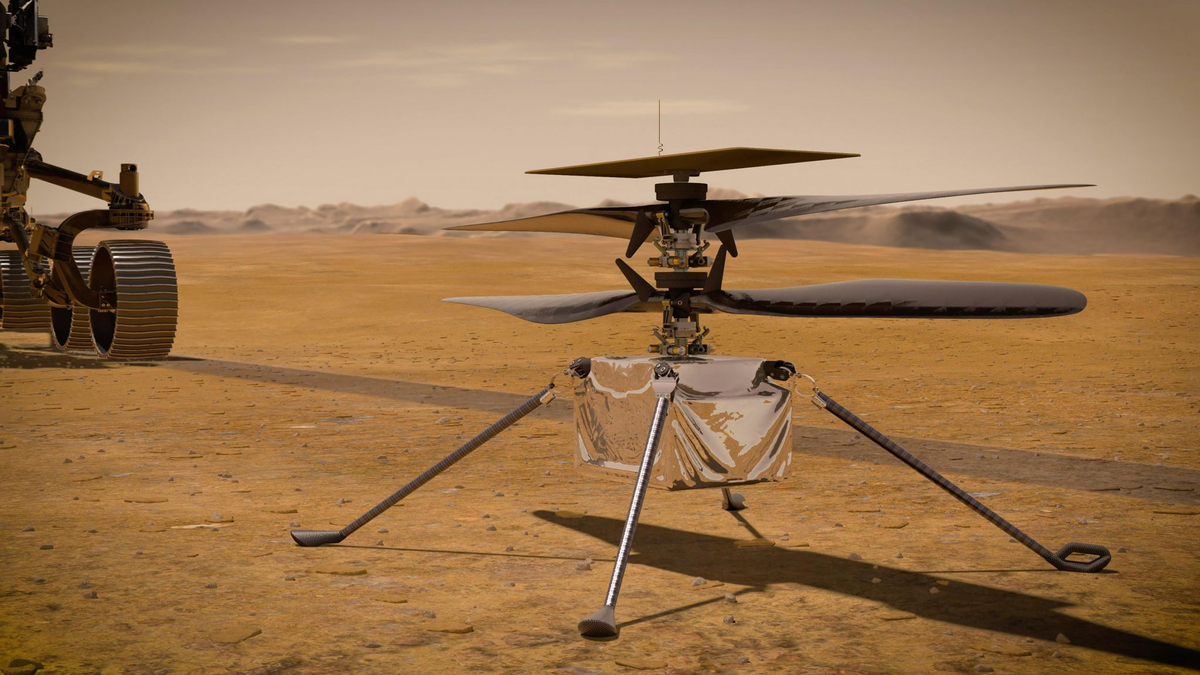 Der Mars-Hubschrauber «Ingenuity» war im Februar 2021 mit dem Rover «Perseverance» auf dem Mars gelandet. - Foto: -/Nasa/JPL-Caltech/dpa