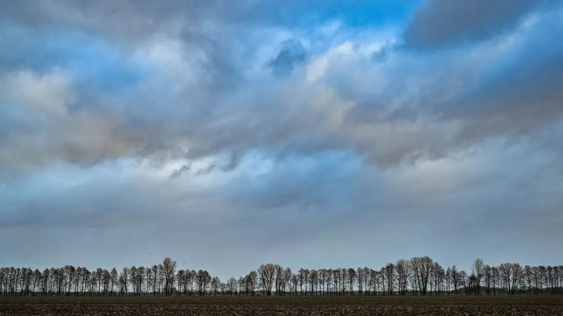 Wolken ziehen über die Landschaft im Oderbruch im Osten von Brandenburg. - Bild: Patrick Pleul/dpa