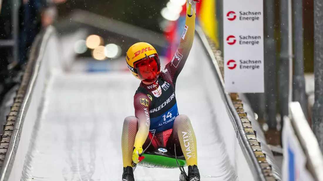 Hat sich in Altenberg den Sprint-Titel gesichert: Julia Taubitz. - Bild: Jan Woitas/dpa