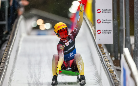 Hat sich in Altenberg den Sprint-Titel gesichert: Julia Taubitz. - Foto: Jan Woitas/dpa